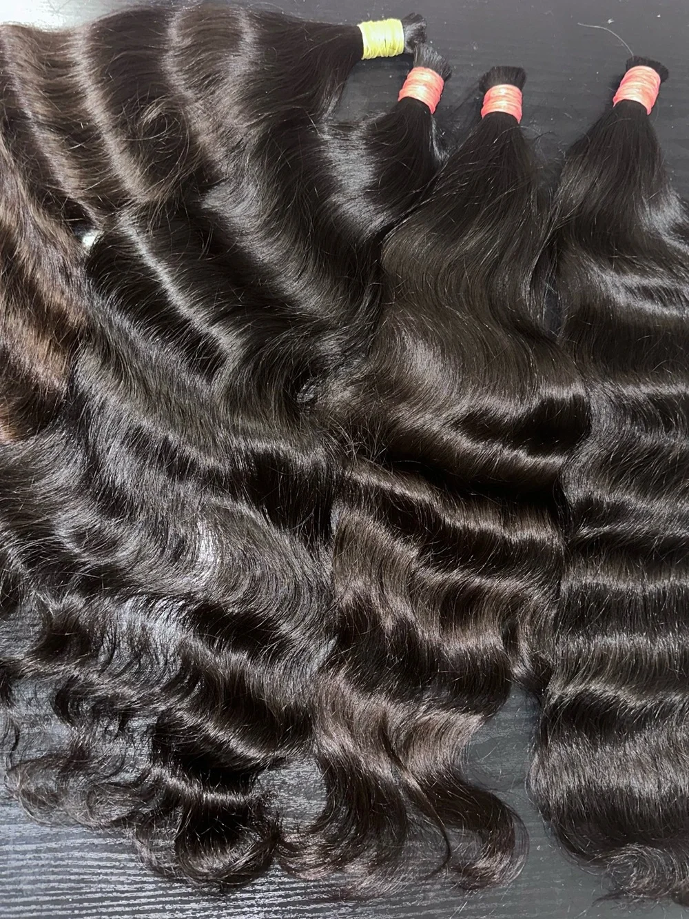 Virgin  Black and dark Brown  Wavy Human Hair Extensions - Premium  Bundles